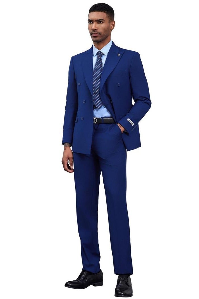 Stacy Adams Classic Double Breasted Blue Suit