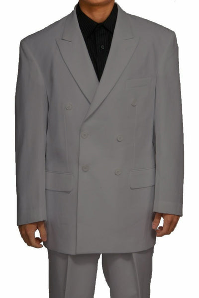 Double Breasted Grey Polyester Suit