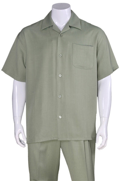 Men's Light Olive Short Sleeve Walking Suit
