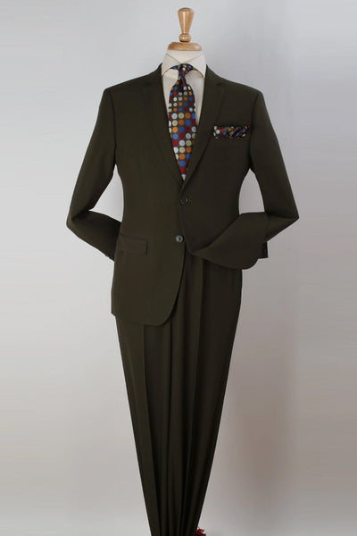 Apollo King Olive Poplin Suit: Modern Fit Two-Button Blazer