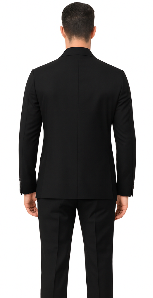 Ultra Slim Fit Double Breasted Black Suit - Narrow Leg Pants - Gucci Cut - Tapered Jacket