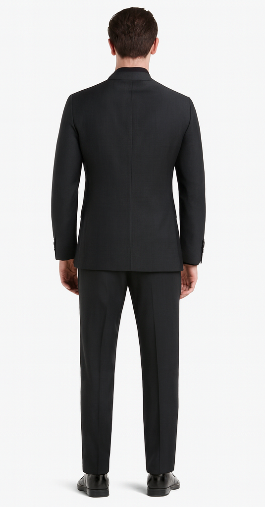 Ultra Slim Fit Double Breasted Charcoal Suit - Narrow Leg Pants - Gucci Cut - Tapered Jacket