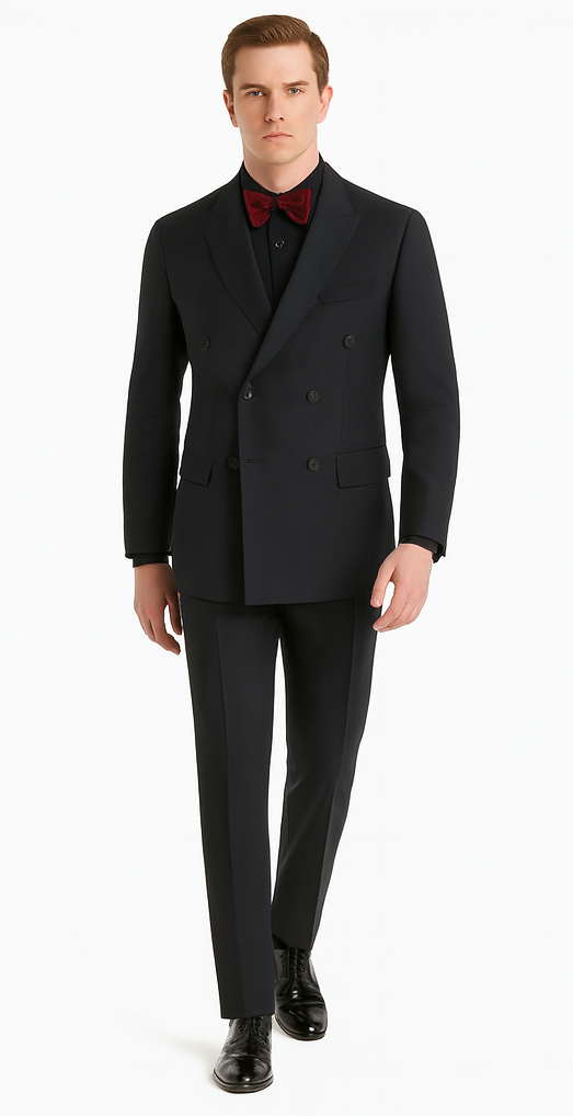 Ultra Slim Fit Double Breasted Charcoal Suit - Narrow Leg Pants - Gucci Cut - Tapered Jacket