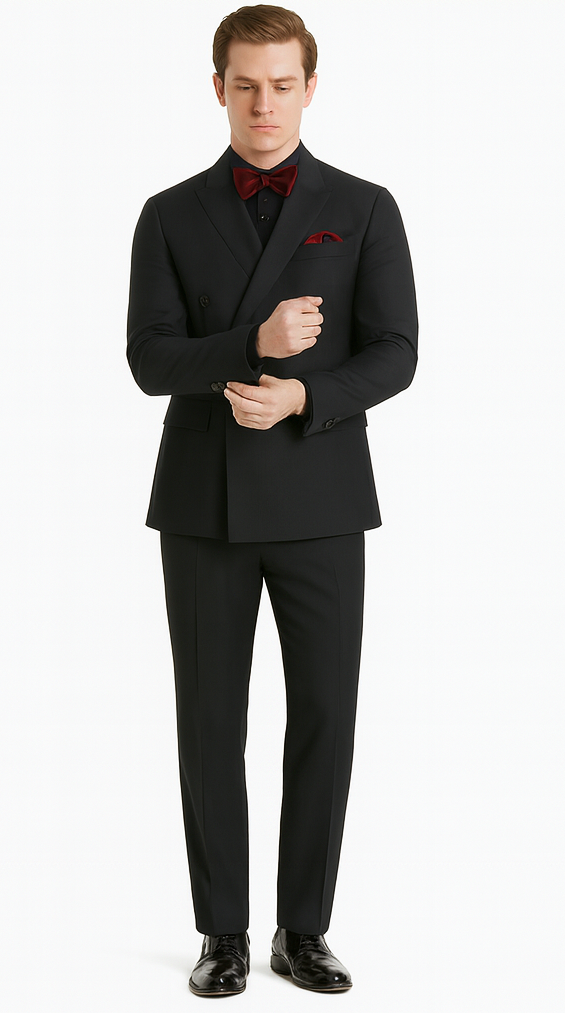 Ultra Slim Fit Double Breasted Charcoal Suit - Narrow Leg Pants - Gucci Cut - Tapered Jacket