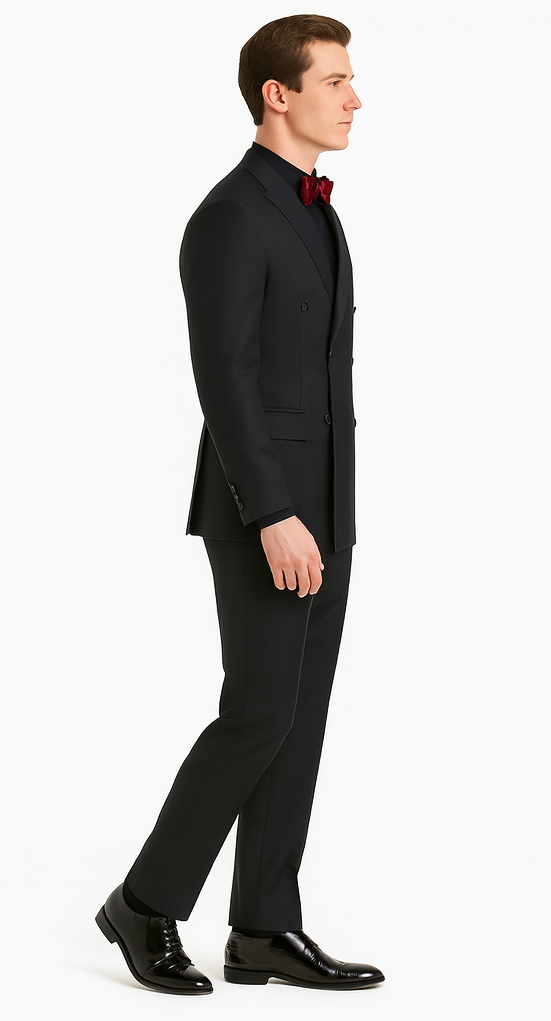 Ultra Slim Fit Double Breasted Charcoal Suit - Narrow Leg Pants - Gucci Cut - Tapered Jacket