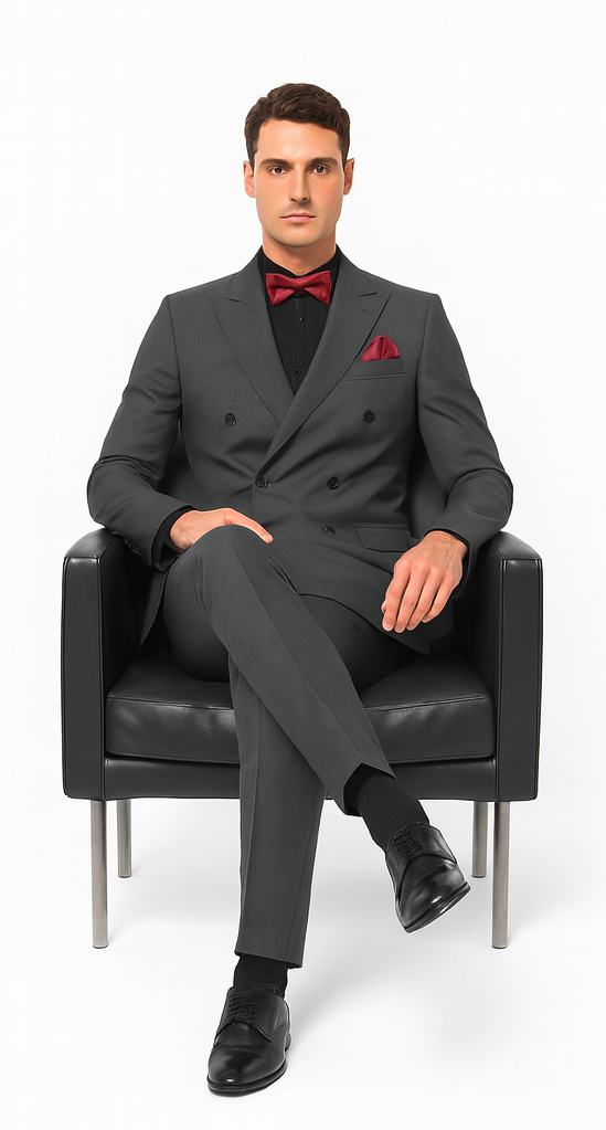 Ultra Slim Fit Double Breasted Light Grey Suit - Narrow Leg Pants - Gucci Cut - Tapered Jacket