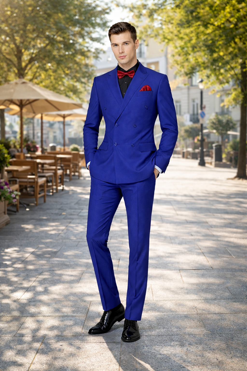 Ultra Slim Fit Double Breasted Royal Suit - Narrow Leg Pants - Gucci Cut - Tapered Jacket