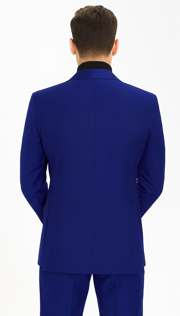 Ultra Slim Fit Double Breasted Sapphire Suit - Narrow Leg Pants - Gucci Cut - Tapered Jacket