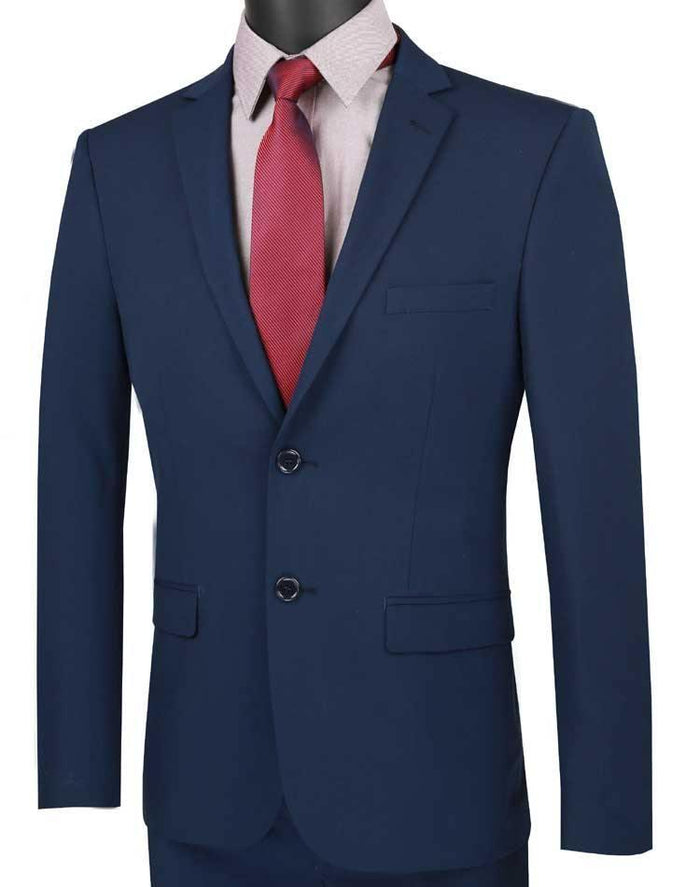 Ultra Slim Fit Stretch Navy Suit by Vinci
