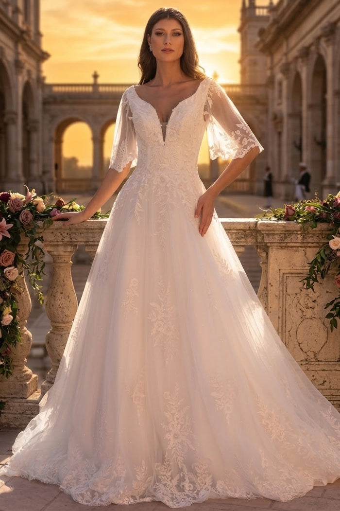 Primavera Couture 11134 - Embroidered Appliqué A-Line Wedding Dress