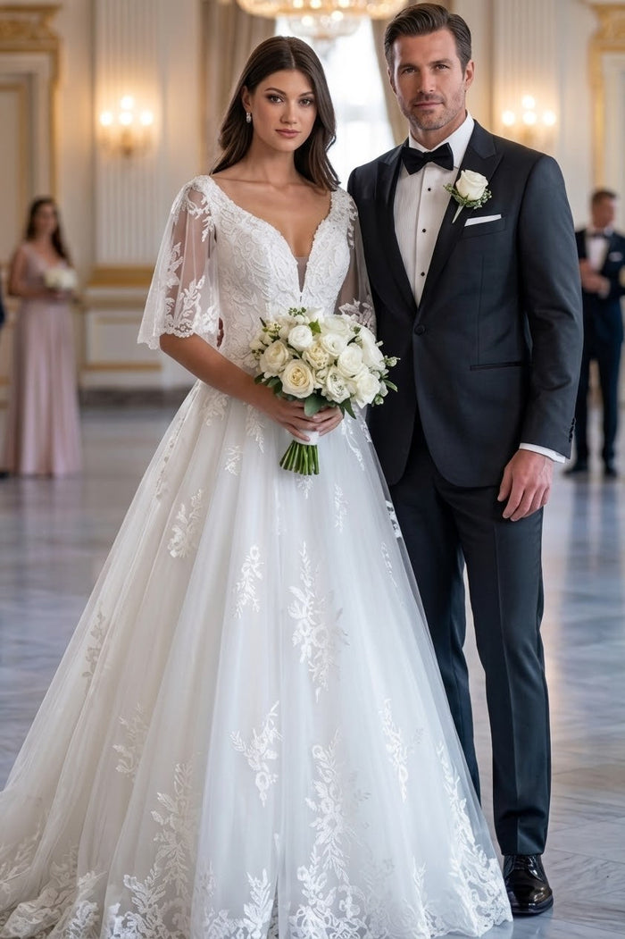 Primavera Couture 11134 - Embroidered Appliqué A-Line Wedding Dress
