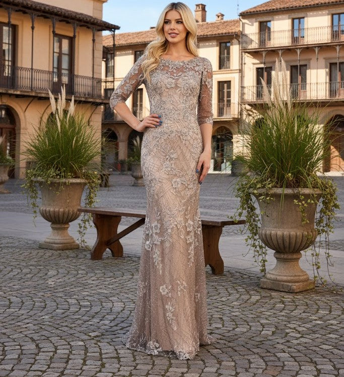 Mother Of The Bride Dress Boat Neck Sheath Gown By Amelia Couture 7045-New Collection