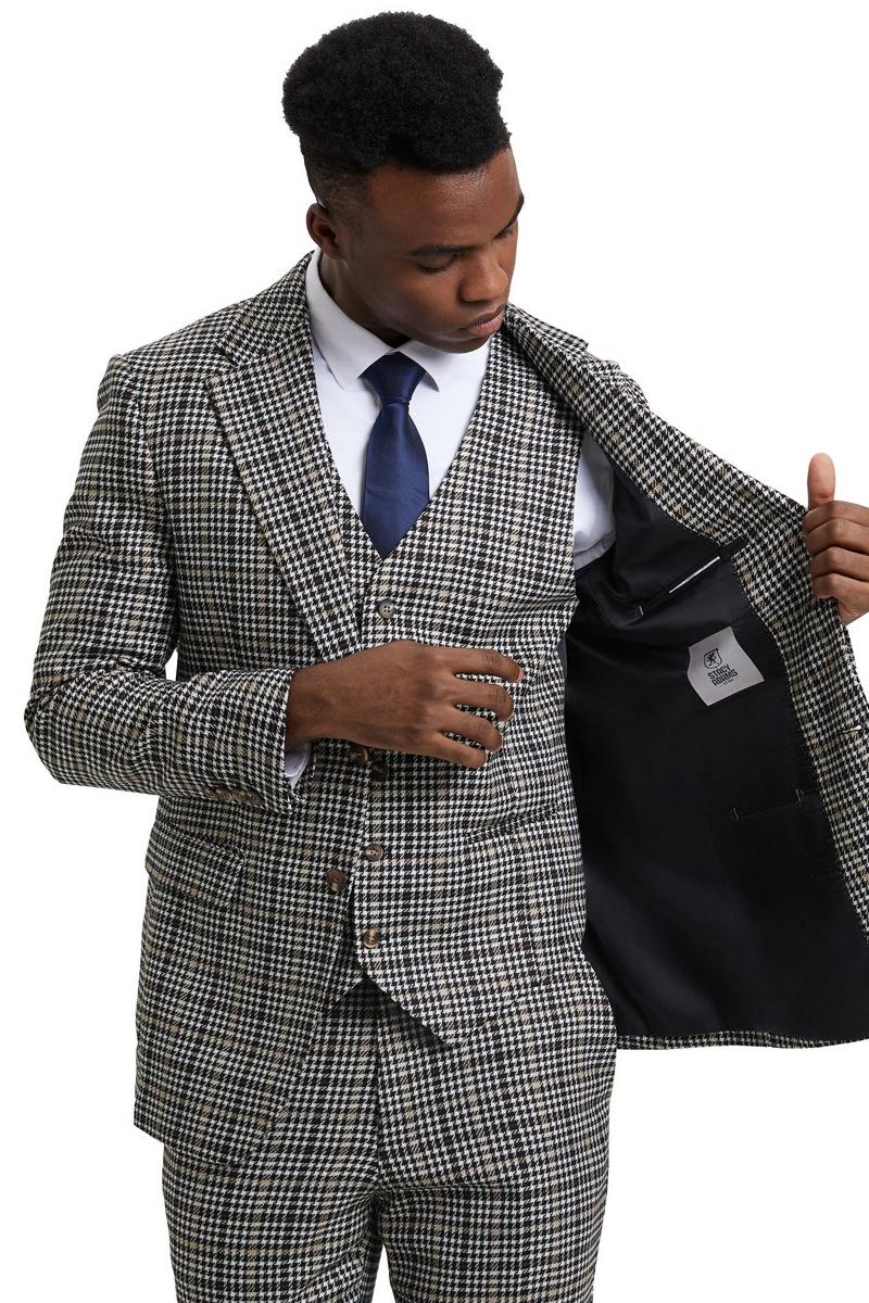 Stacy Adams Grey & Green Glen Plaid Suit