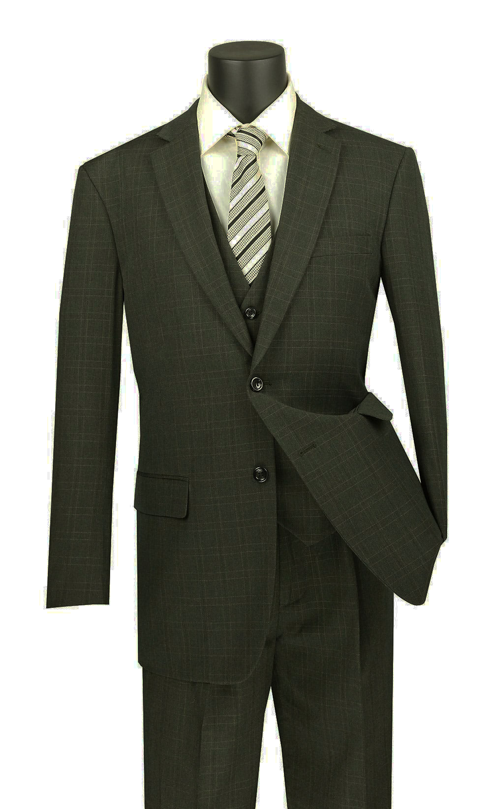 Olympia Glen Plaid 3 Piece Olive Suit
