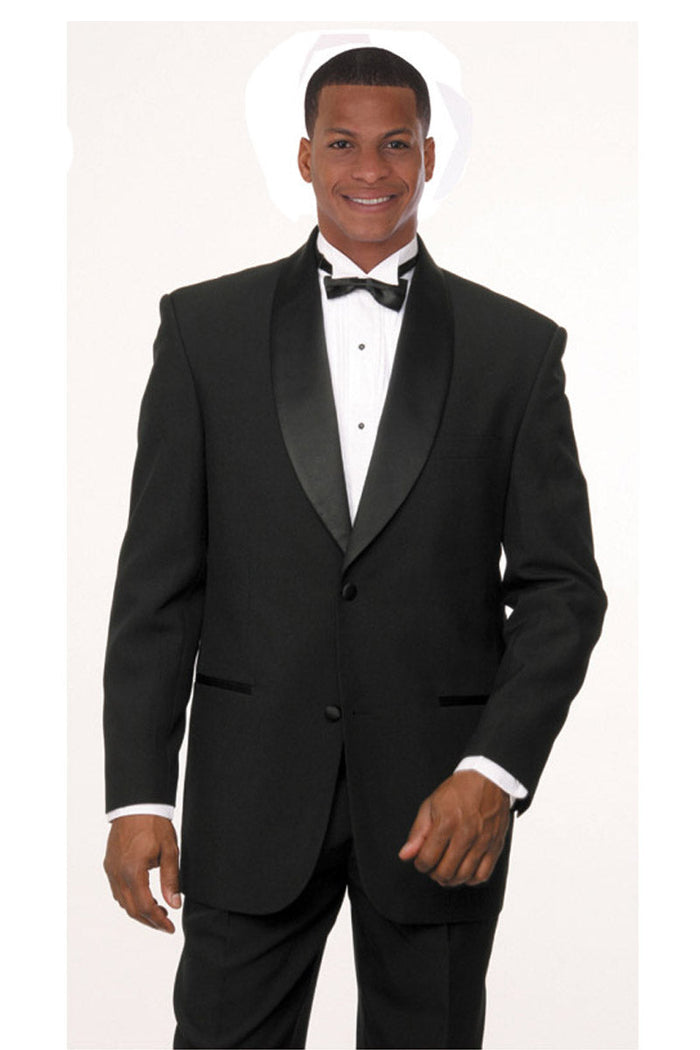 2 Button Black Shawl Lapel Tuxedo