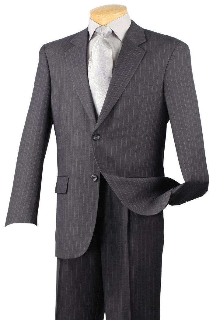 Modern Fit Charcoal Pinstripe Suit - Vinci