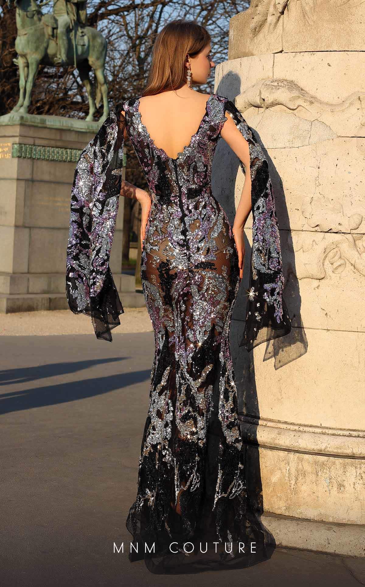 MNM Couture K4067 Black Evening Gown with Intricate Detailing