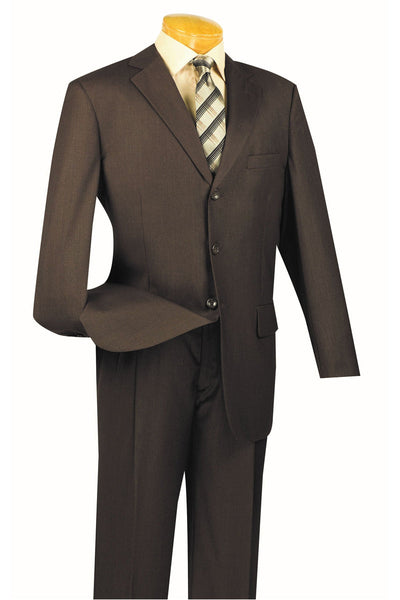 Men's Brown Classic 3-Button Suit by Milano Moda