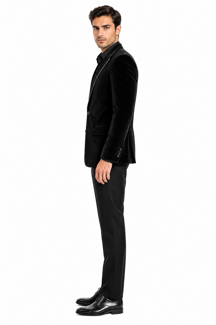 Velour Men's blazer Jacket Men's Black Cotton