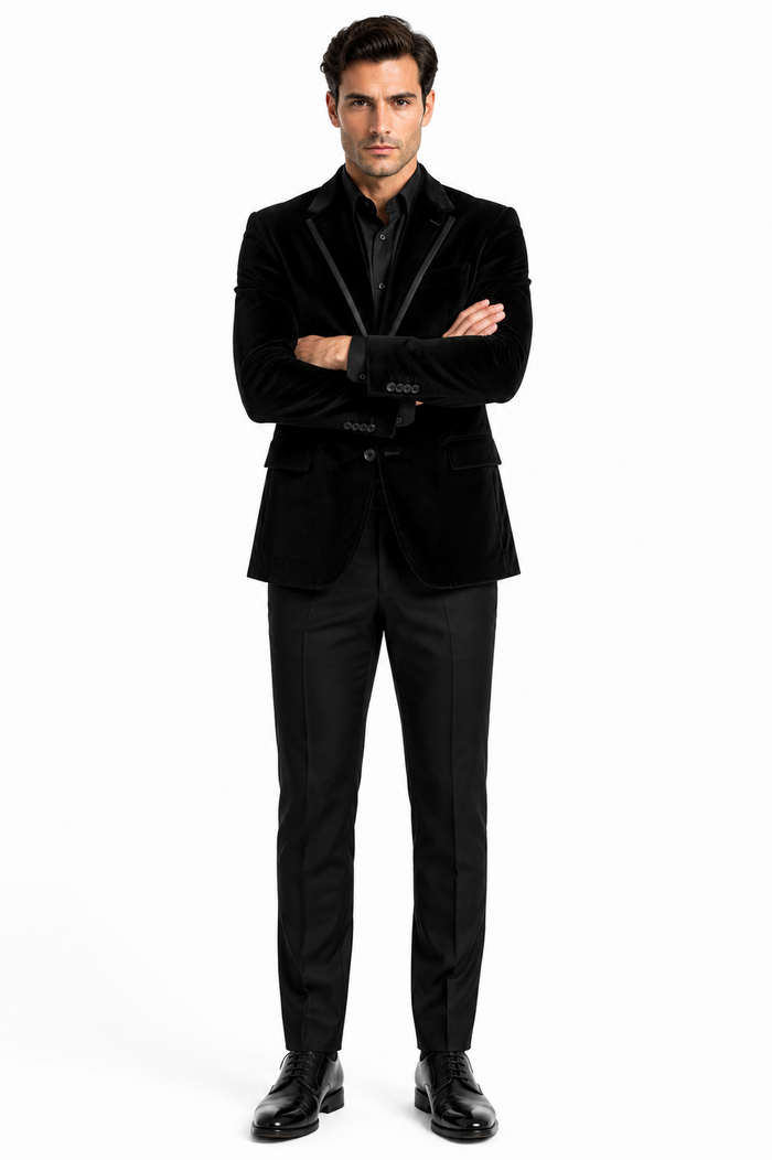 Velour Men's blazer Jacket Men's Black Cotton