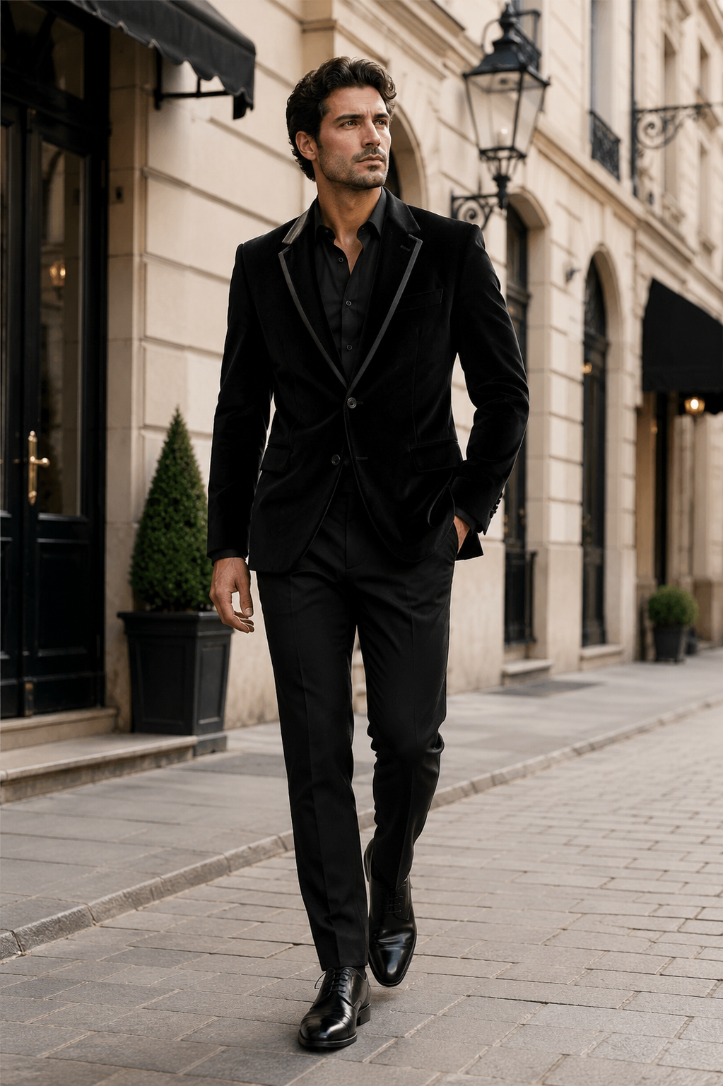 Velour Men's blazer Jacket Men's Black Cotton