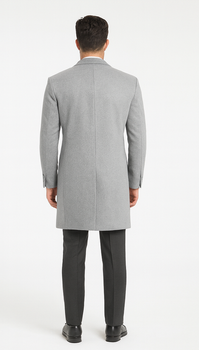Veno Giovanni Men's 100% Wool Full Length Length Top Coat Hidden Button