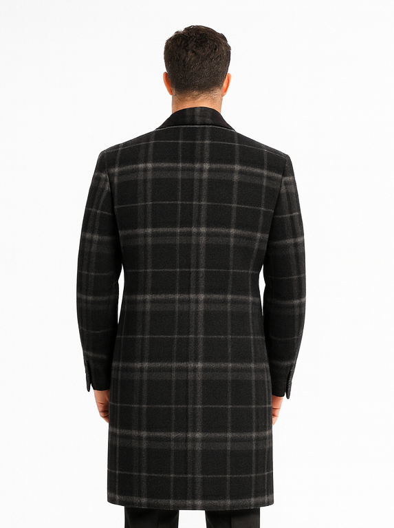 Veno Giovanni Men's 100% Wool Full Length Length Top Coat Hidden Button