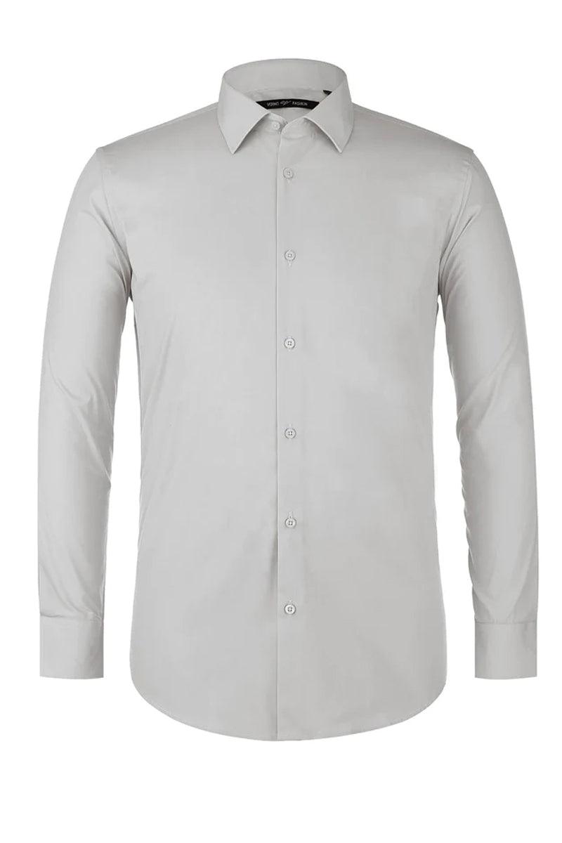 Men's Verno Classic Fit Grey Spread Collar Dress Shirt 14-14.5-32-33
