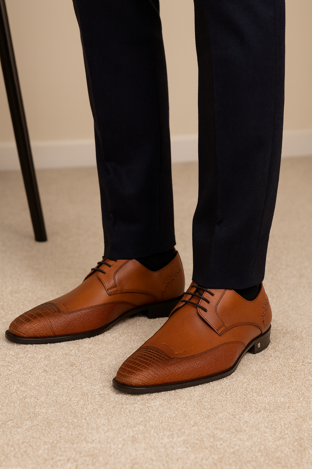 Vestigium Cognac Ostrich Leg Derby Shoes