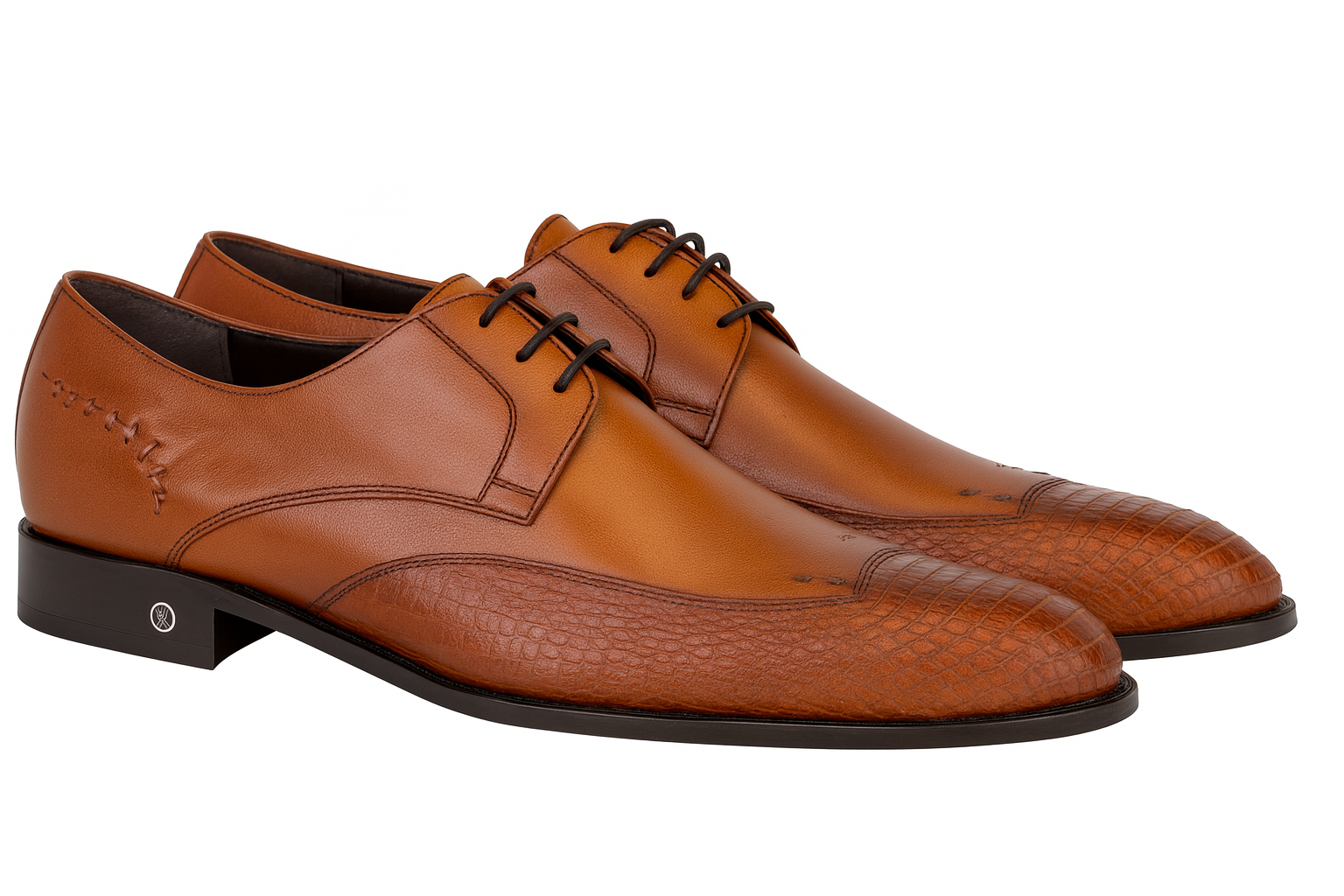 Vestigium Cognac Ostrich Leg Derby Shoes
