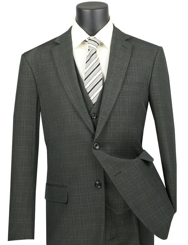 Olive Glen Plaid Three Piece Suit by Vinca Collection
