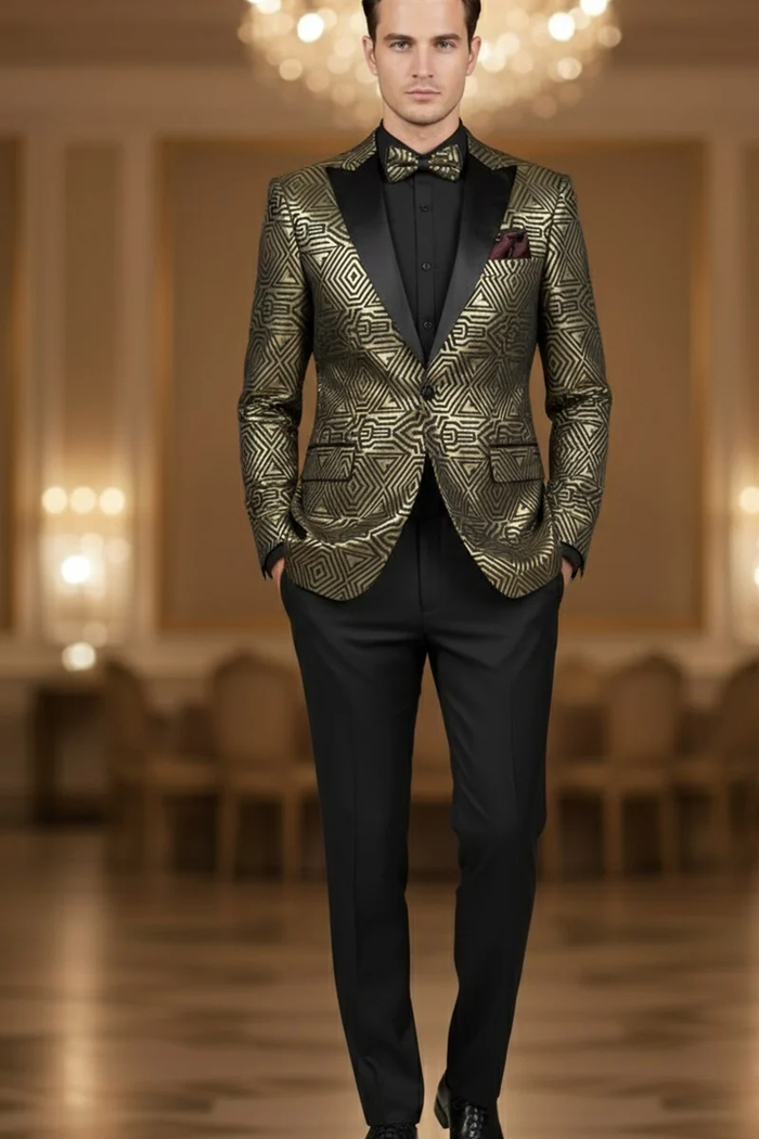 Giza Glamour Gold Tuxedo Jacket