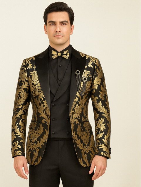 vinci-mens-black-and-gold-modern-fit-3pc-tuxedo-suit