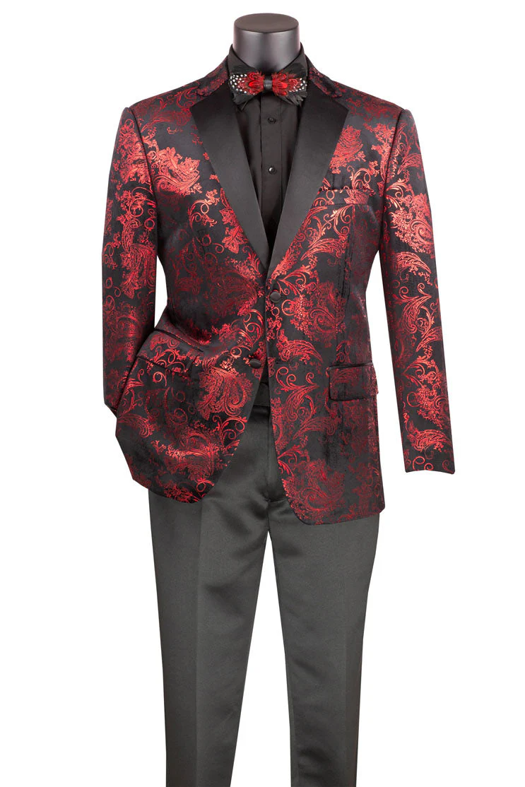 Red Posh Line Posh Paisley Velvet Red Tuxedo Jacket