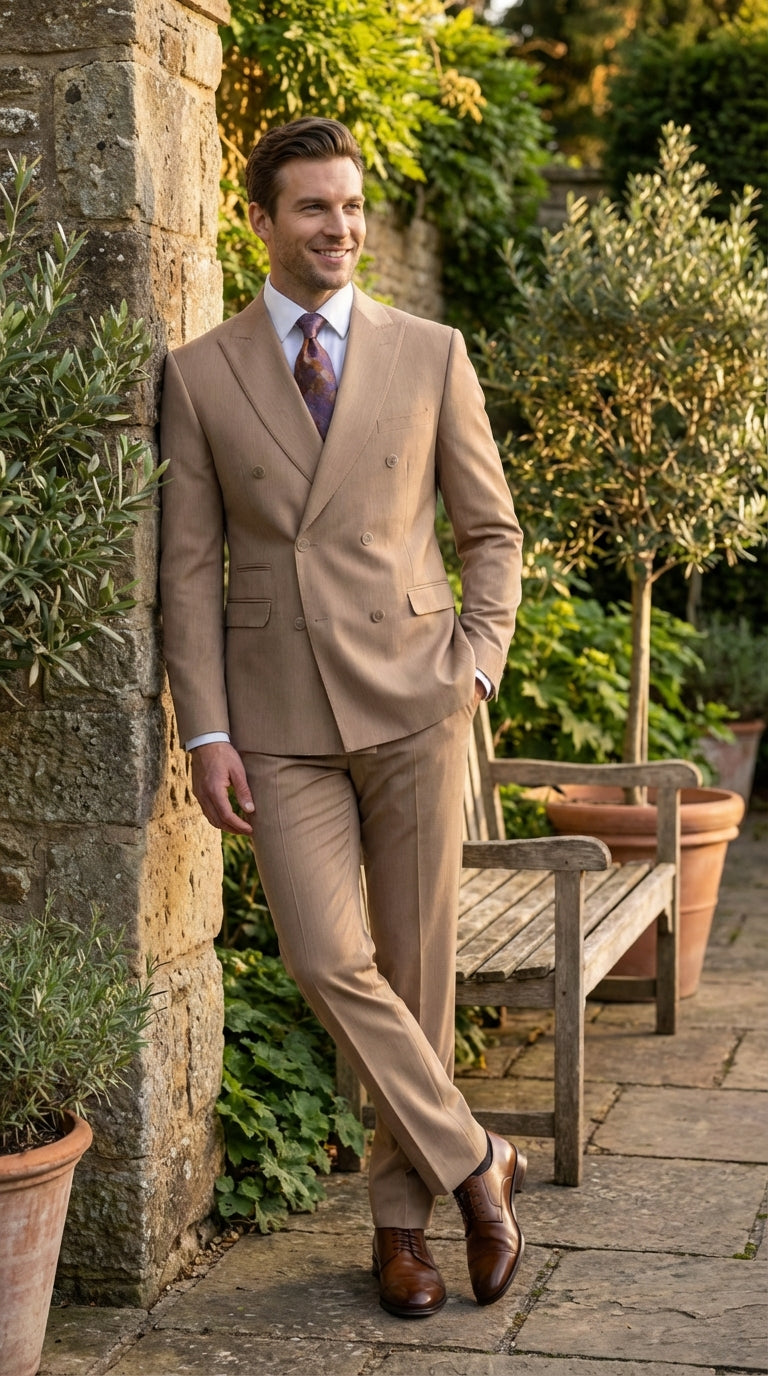 mens formal dress suit Vitali Tan Double Breasted – Men’s 2 Piece Suit for Wedding, Business and Special Events khaki Beige color Beige / 50 Long Jacket+44 Waist SWATCH_61883__PINE light blue Zapaka Women Light Pink Size:3X (22-24)
