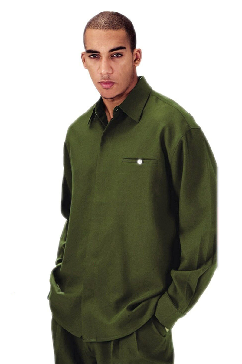 Men's Olive Long Sleeve French Front Set