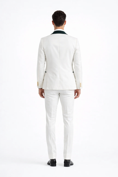 Wedding Tuxedo - Groom Suit - White and Dark Green Prom Suit