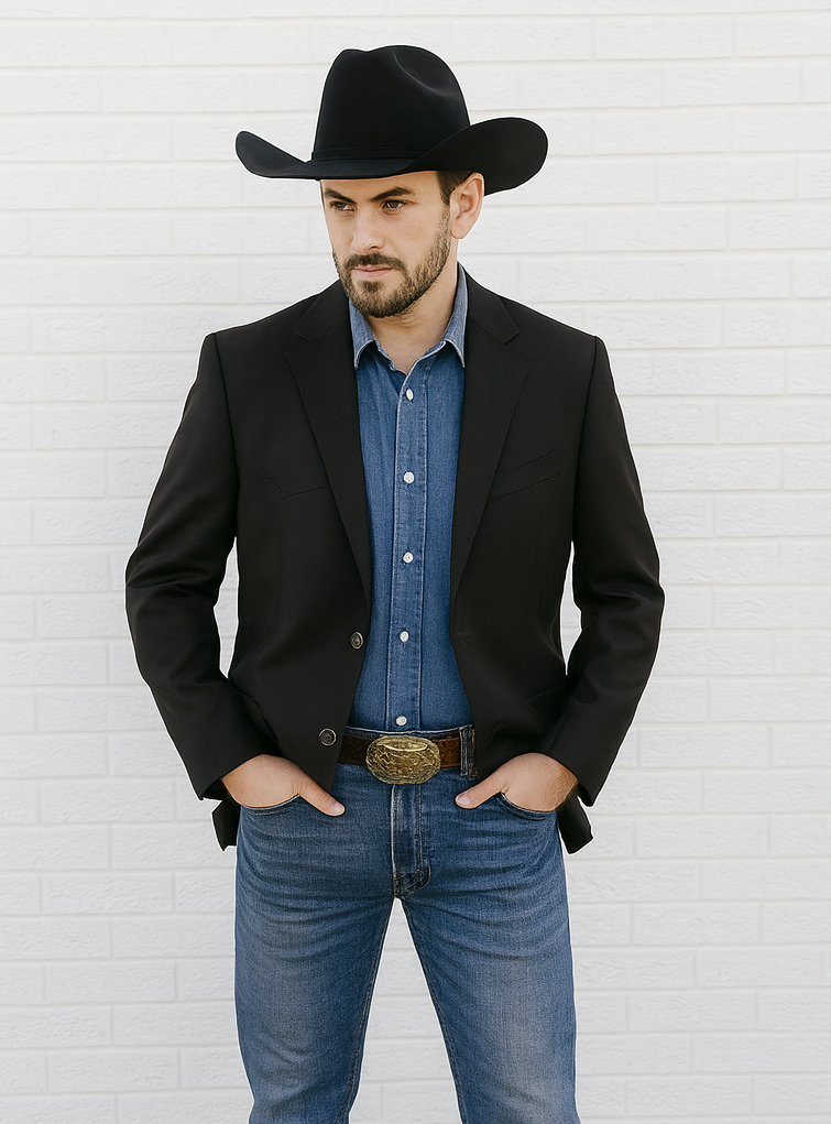 Western Cowboy Blazer for Men in Black