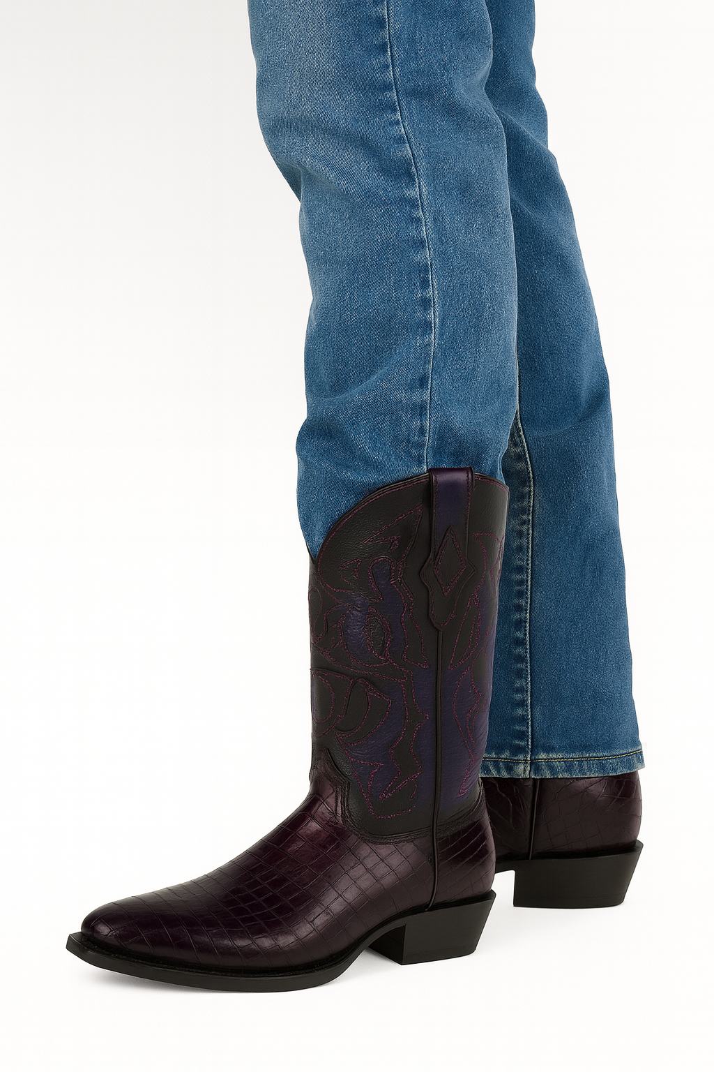 King Exotic Snip Toe Eel Boots Burnished Purple