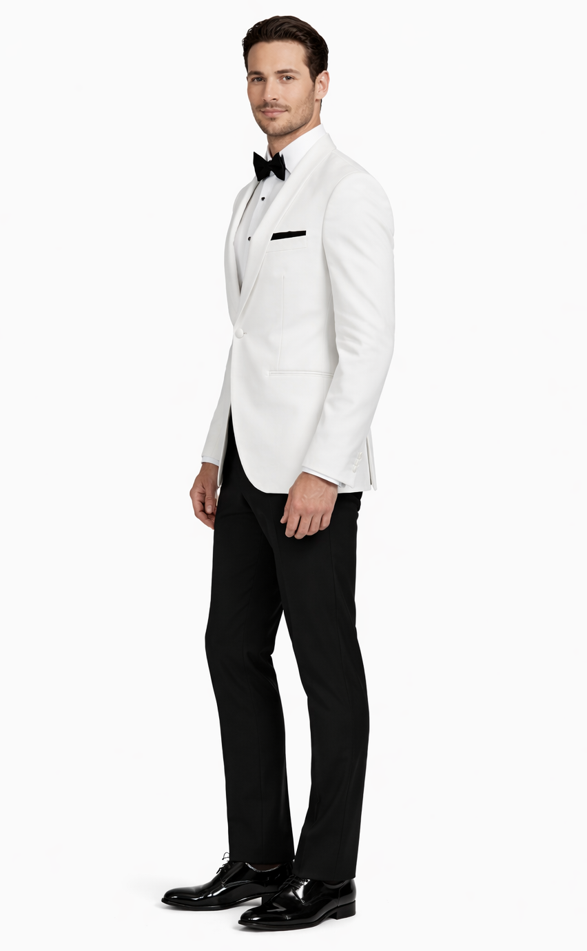 White Dinner Tuxedo Jacket with Shawl Lapel – Wedding & Prom