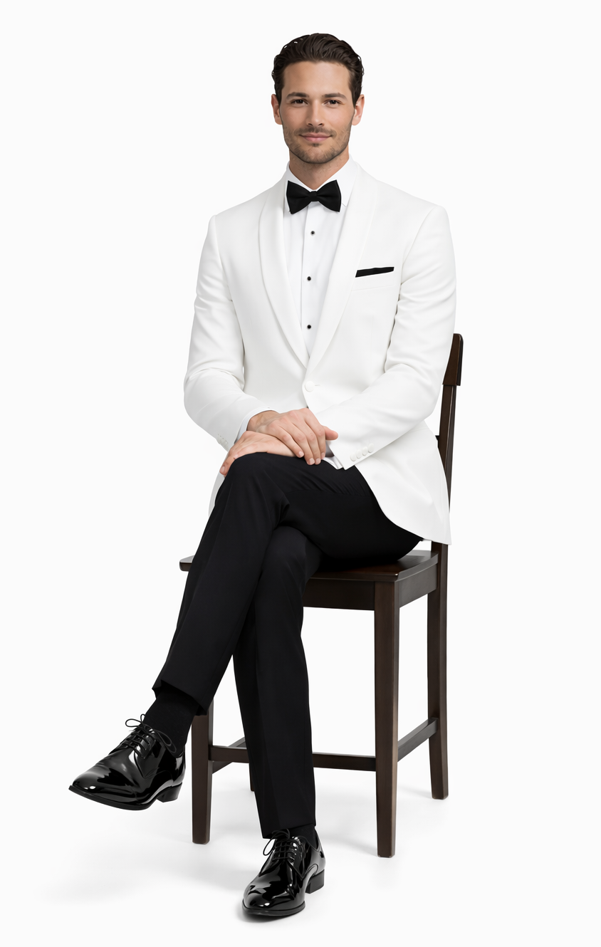 White Dinner Tuxedo Jacket with Shawl Lapel – Wedding & Prom