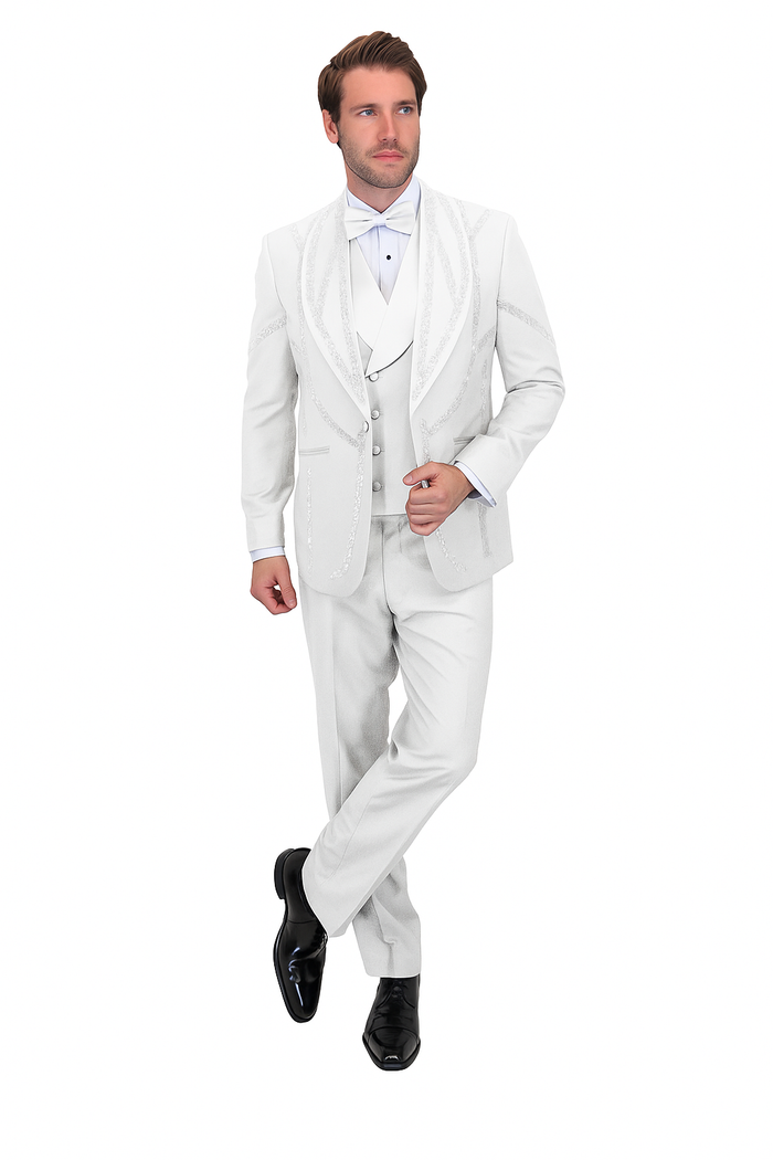 Italian Wool Modern Fit White 3-Piece Tuxedo