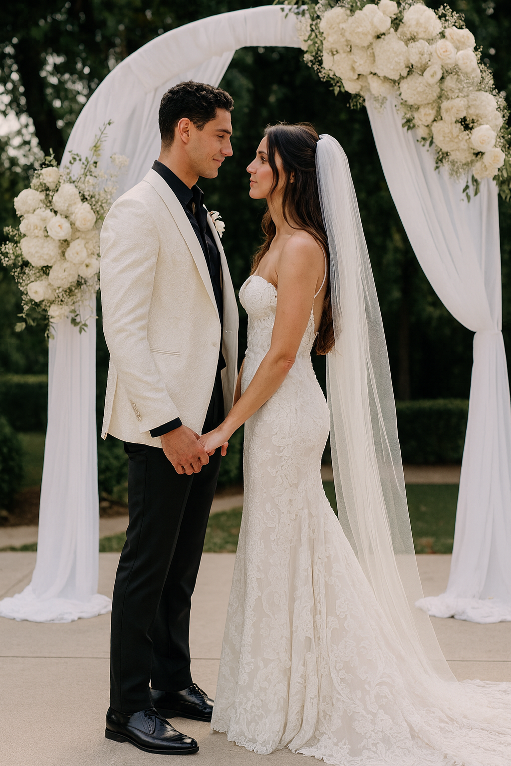 White Paisley Tuxedo Jacket with Shawl Lapel – Wedding & Prom