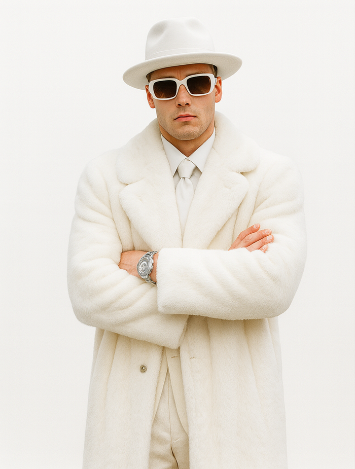 White Pimp Faux Fur Coat - White Pimp Coat