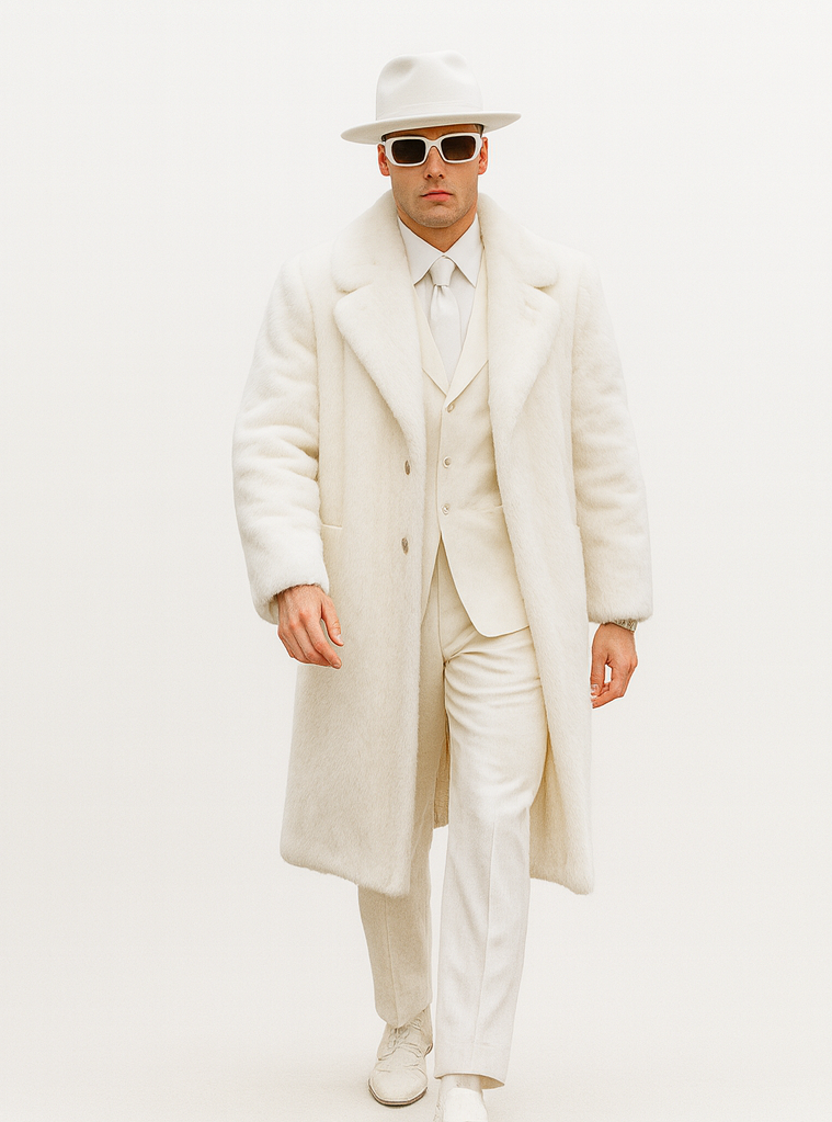 White Pimp Faux Fur Coat - White Pimp Coat