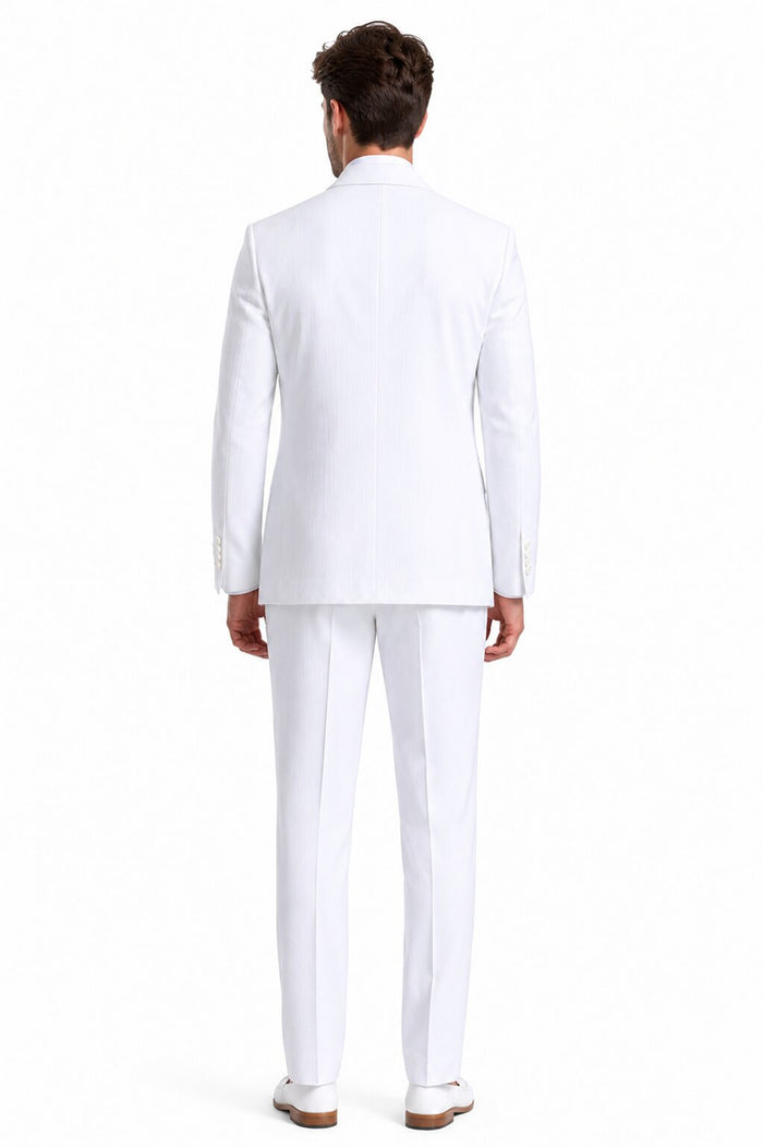 Double Breasted Summer Seersucker Suit, White Pinstripe