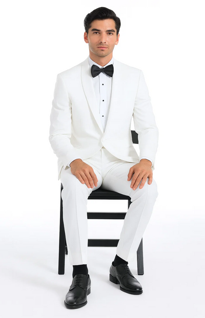 White Tuxedo Slim Fit with Shawl Lapel - Wedding - Prom