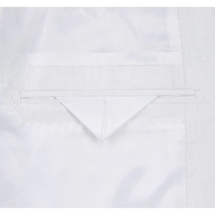 Classic Fit Two Button Linen Suit - White