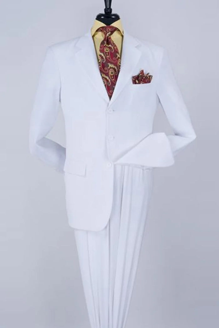 Classic Fit White Three Button Poplin Suit