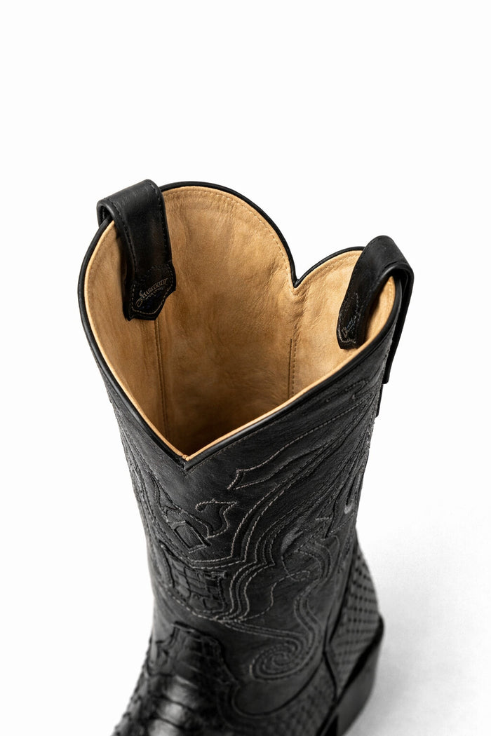 Python Skin Yellow Gold J Toe Boots for Men